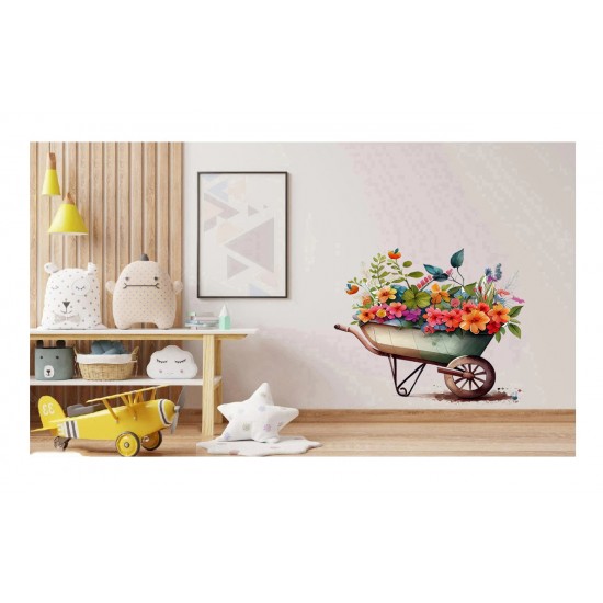 Sticker decorativ, Roaba cu Flori, Multicolor, 62 cm, 1261STK-4 Sticker decorativ, Roaba cu Flori, Multicolor, 62 cm, 1261STK-4