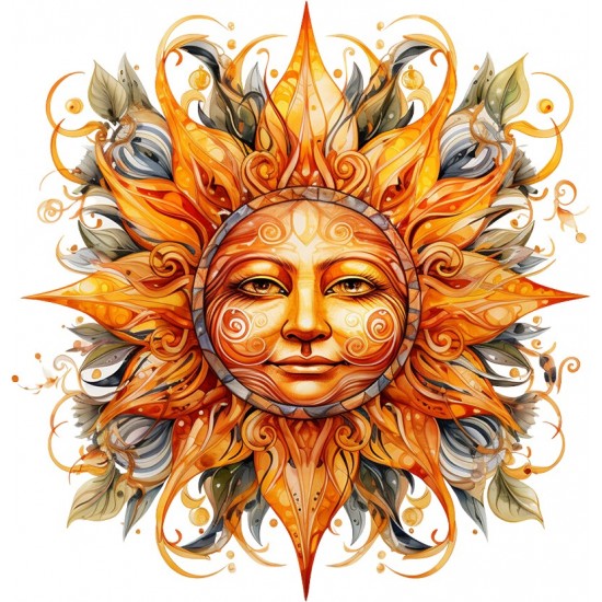 Sticker decorativ, Soare, Portocaliu, 62 cm, 1328STK-4