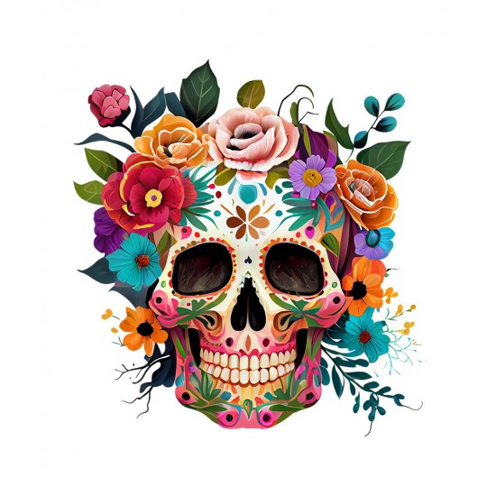 Sticker decorativ, Sugar Skull, Multicolor, 64 cm, 1201STK-2 Sticker decorativ, Sugar Skull, Multicolor, 64 cm, 1201STK-2
