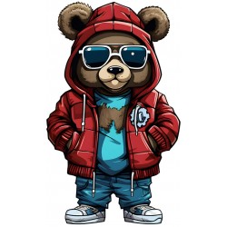 Sticker decorativ, Teddy Hip Hop, Rosu, 90 cm, 1332STK-7
