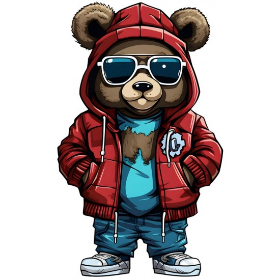 Sticker decorativ, Teddy Hip Hop, Rosu, 90 cm, 1332STK-7
