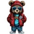 Sticker decorativ, Teddy Hip Hop, Rosu, 90 cm, 1332STK-7