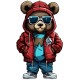 Sticker decorativ, Teddy Hip Hop, Rosu, 90 cm, 1332STK-7