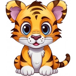 Sticker decorativ, Tigru, Portocaliu, 70 cm, 1293STK-6