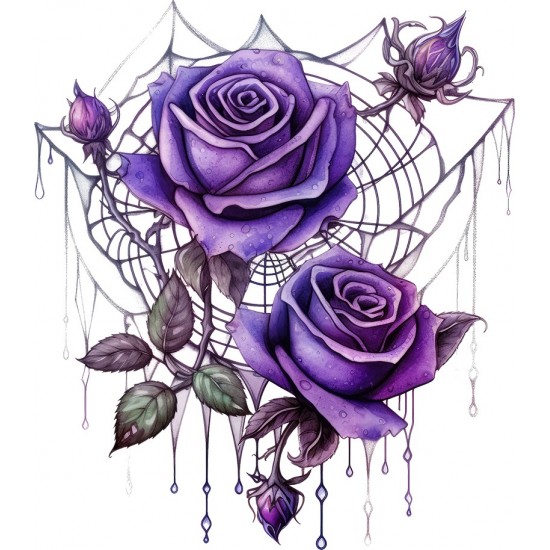 Sticker decorativ, Trandafiri, Mov, 68 cm, 1343STK-3