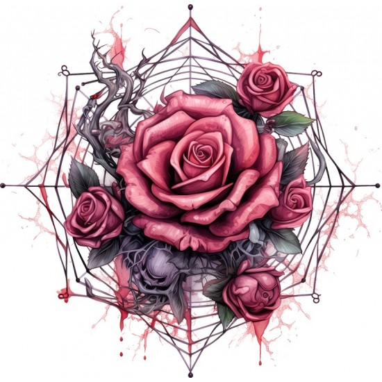 Sticker decorativ, Trandafiri, Roz, 61 cm, 1343STK-17 Sticker decorativ, Trandafiri, Roz, 61 cm, 1343STK-17