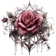 Sticker decorativ, Trandafiri, Roz, 62 cm, 1343STK-14