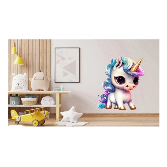 Sticker decorativ, Unicorn, Albastru, 75 cm, 1202STK-1 Sticker decorativ, Unicorn, Albastru, 75 cm, 1202STK-1