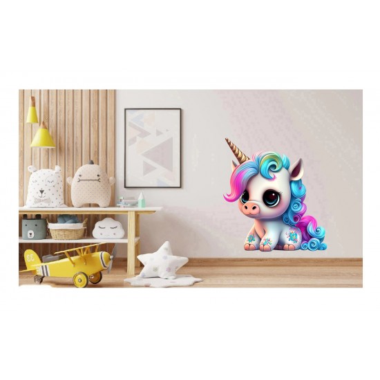 Sticker decorativ, Unicorn, Multicolor, 75 cm, 1202STK-4 Sticker decorativ, Unicorn, Multicolor, 75 cm, 1202STK-4