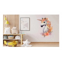 Sticker decorativ, Unicorn, Portocaliu, 70 cm, 1287STK-5