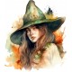 Sticker decorativ, Vrajitoare, Verde, 68 cm, 1285STK-3