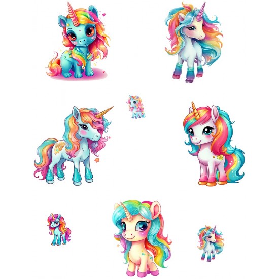 Sticker decorativ Waterproof cu Unicorni,  78x60 cm, 1314STK-2