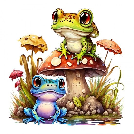 Sticker decorativ cu Broscute, Multicolor, 60 cm, 1200STK-1