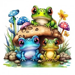 Sticker decorativ cu Broscute, Multicolor, 60 cm, 1200STK