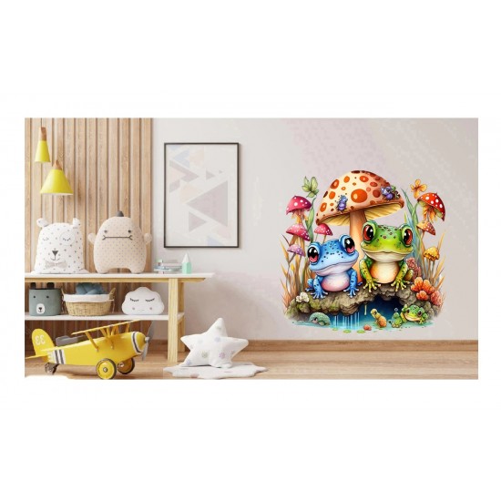 Sticker decorativ cu Broscute, Multicolor, 60 cm, 1200STK-4