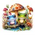 Sticker decorativ cu Broscute, Multicolor, 60 cm, 1200STK-4