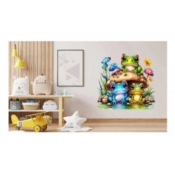 Sticker decorativ cu Broscute, Multicolor, 60 cm, 1200STK